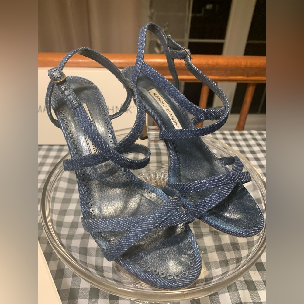 Manolo Blahnik Bayan Jeans Blue sz 37